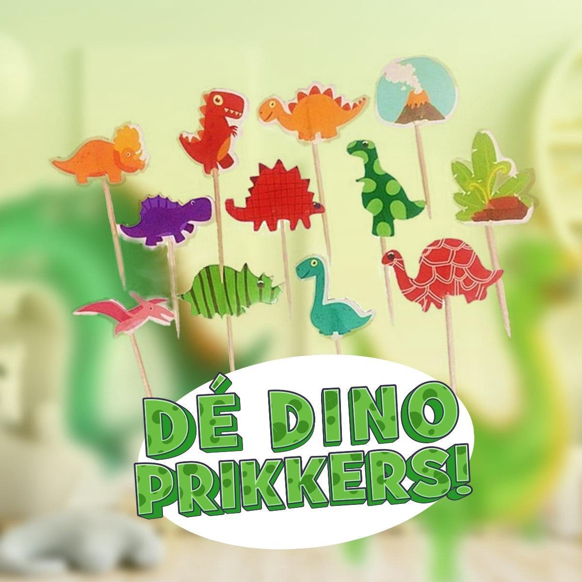 24 Dino prikkers ! Versier je traktatie, dino taart, dino cupcakes met deze leuke Dinosaurus prikkers! | 24 stuks | Bulkvoordeel